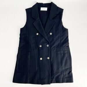 Maria Stanley Asche Waistcoat Vest Women S Black Double Breasted Organic Cotton